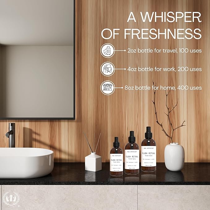 Muse Apothecary Flush Ritual - Aromatic & Refreshing Toilet Spray, Use Before You Go, 2 oz, Infused with Natural Essential Oils - Fresh Citrus