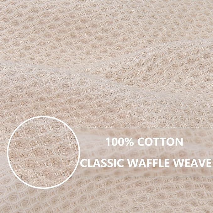 Homaxy 100% Cotton Waffle Weave Kitchen Dish Cloths, Ultra Soft Absorbent Quick Drying Dish Towels, 12 x 12 Inches, 8-Pack, Beige