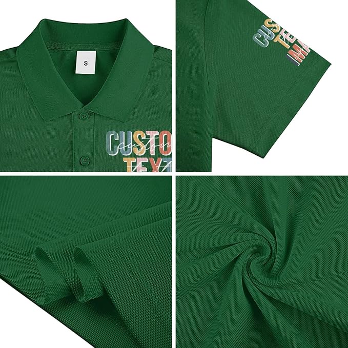 Personalised Polo Shirt Custom Work Shirts for Men Women Printed Text or Logo Working Top, Casual Wear, and Sports Teams
