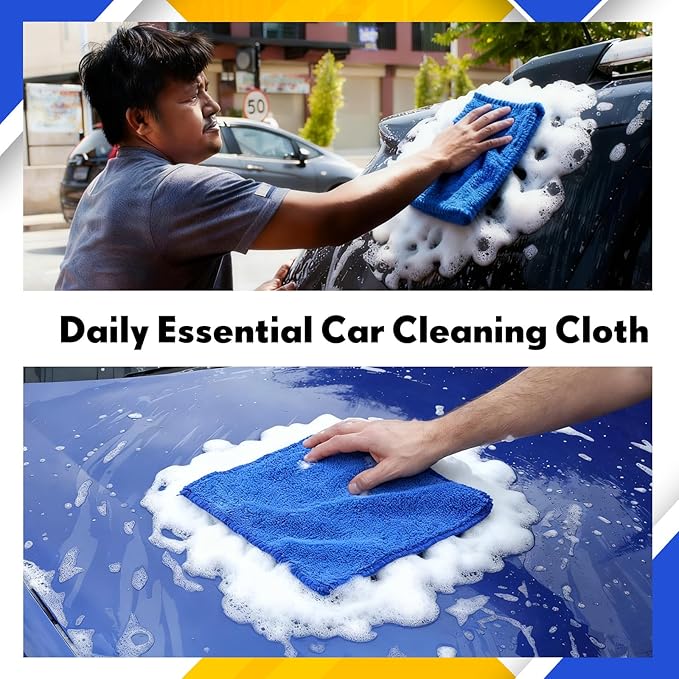 Newwiee 150 Pcs Microfiber Cleaning Cloth 6"x 6" Inch Softer Highly Absorbent Reusable Cleaning Rags for Kitchen Car Glass Home(Blue)