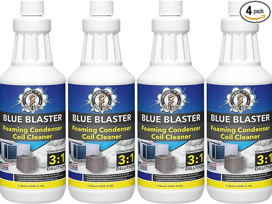 Leak Saver Foaming AC Condenser Coil Cleaner 4PK - 1 Quart | Concentrated Formula Makes 1 Gallon | Extreme Duty Foaming Condenser Cleaner for AC Unit