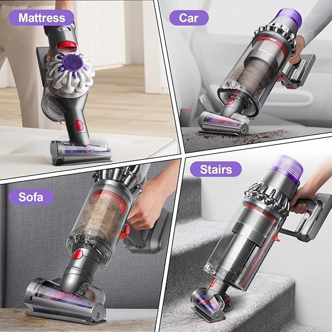 Mini Motorized Tool Brush Head for Dyson V7 V8 V10 V11 V15 Cordless Vacuum Cleaner Head Anti-Tangle Pet Hair Attachment for Bed, Couch, Car, Carpet &Curtain