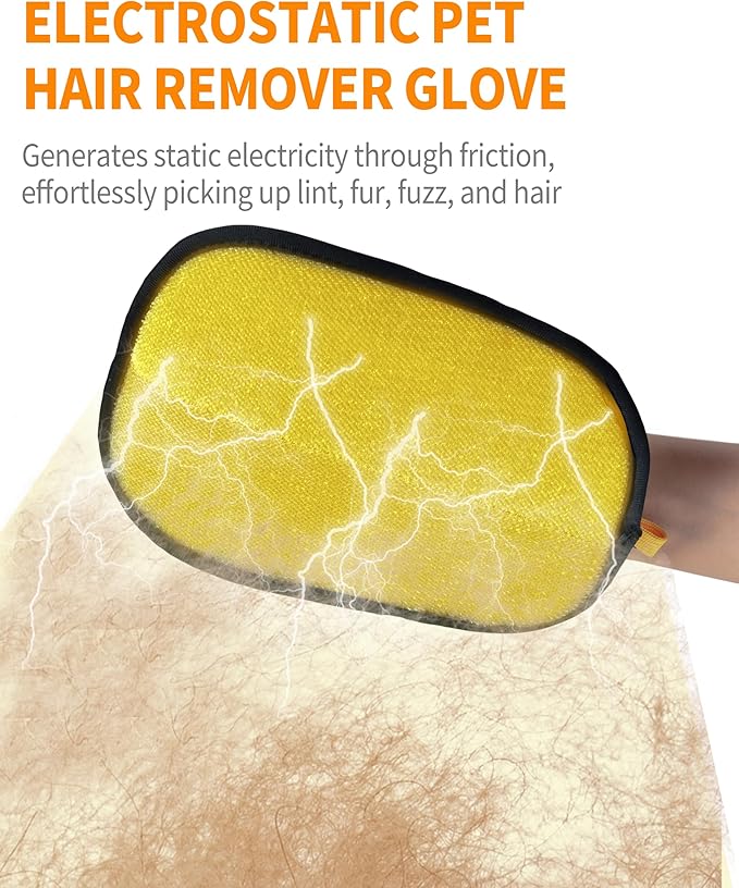 HDLDYDD 2-Pack Pet Hair Removal Glove for Dogs & Cats, Newly Upgraded Electrostatic Pet, Reusable Pet Hair Remover Tool for Clothing, Couch, Carpet, Car Seat
