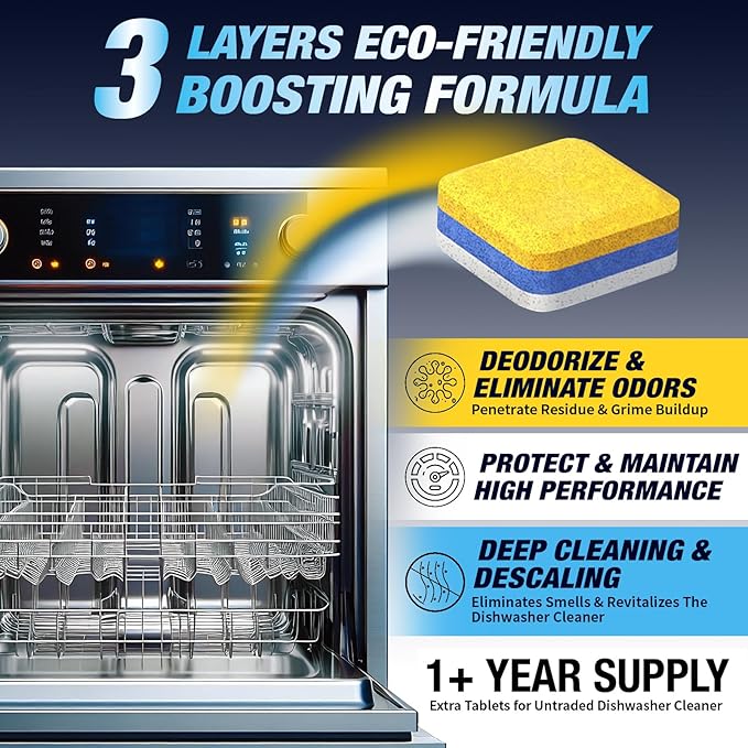 Washing Machine Cleaner Tablets Front Load 28 Pack & Dishwasher Cleaner Deodorizer Descaler Tablets 56 Pack Bundle - 1 Plus Year Supply - Septic Safe Eco Friendly Formula