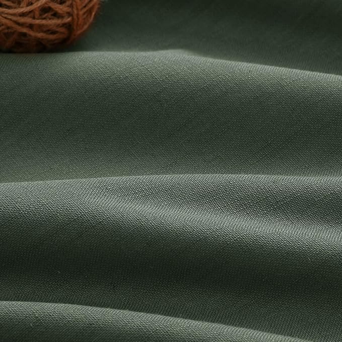 Nanspring Olive Green Linen Blackout Curtains 72 inch Length for Living Room Boho Farmhouse Back Tab Rod Pocket Thermal Insulated Textured Living Room Blackout Curtains 2 Panels Set 52x72 Inch