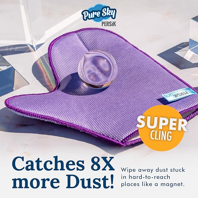 persik Pure-Sky Ultra Microfiber Cleaning Glove – JUST ADD Water No Detergents Needed - 2-in1, Combination for Glass and Multipurpose – Streak Free Magic Window Polishing Glove - Removes Stains, Dust