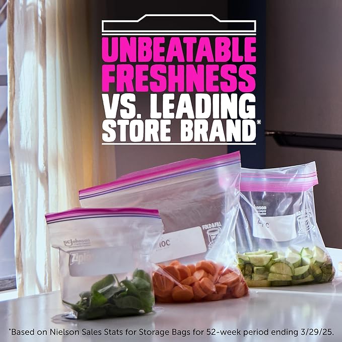 Ziploc Gallon Food Storage Bags, Stay Open Design with Stand-Up Bottom, Easy to Fill, 96 Count