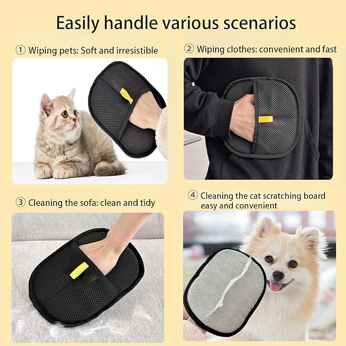 OYXYIGOUCL 3 Pcs Pet Hair Remover Electrostatic Gloves，Pet Hair Removal Glove,Electrostatic Pet Hair Remover Gloves for Furniture, Carpet, and Car Seats - Reusable Pet Grooming Tool (3)