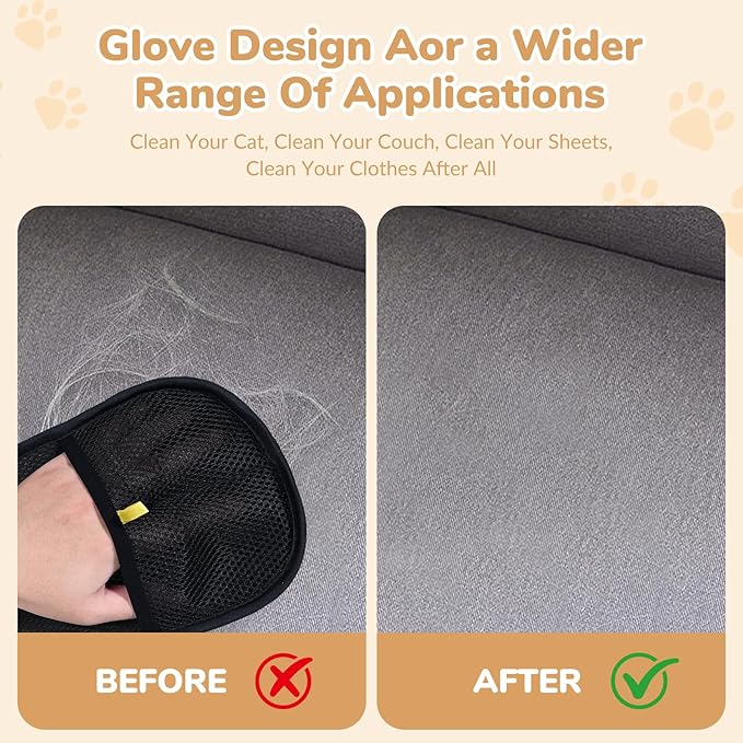TZKGZP Pet Hair Removal Gloves, Electrostatic Pet Hair Grooming Gloves for Dog & Cat, Reusable for Carpet, Clothing,Furniture,Clothing, Couch,Bed,Curtain-2 PCS