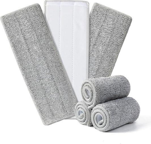 Flat Mop Pads 6pcs for Mop and Bucket Set with Wringer Replacement Microfiber Cloths Compatible with Floor Cleaning Mop Bucket Set - 15.7" X 4.5"