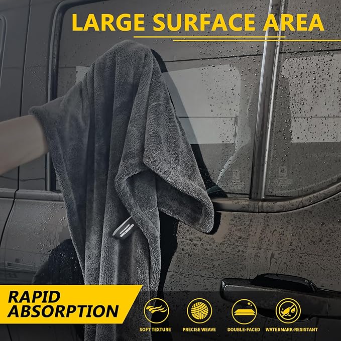 2 Pack Car Drying Towels (48”x24”),Extra Large Double-Twist Pile Drying Towels Car Detailing for Car Care Wash,Car Super Cleaning Supplies Chamois Cloth Accessories kit,Ultra Absorbency