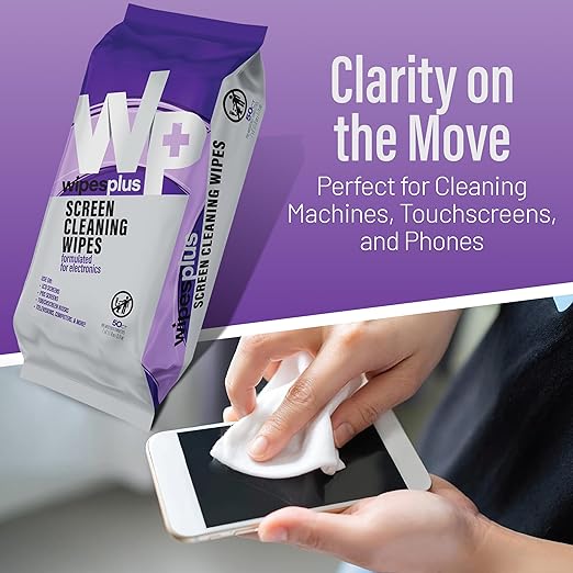WIPESPLUS Screen Cleaning Wipes Electronic Cleaning Wipes with Alcohol for Home and Business, 1200 Count, (24 Packs of 50)