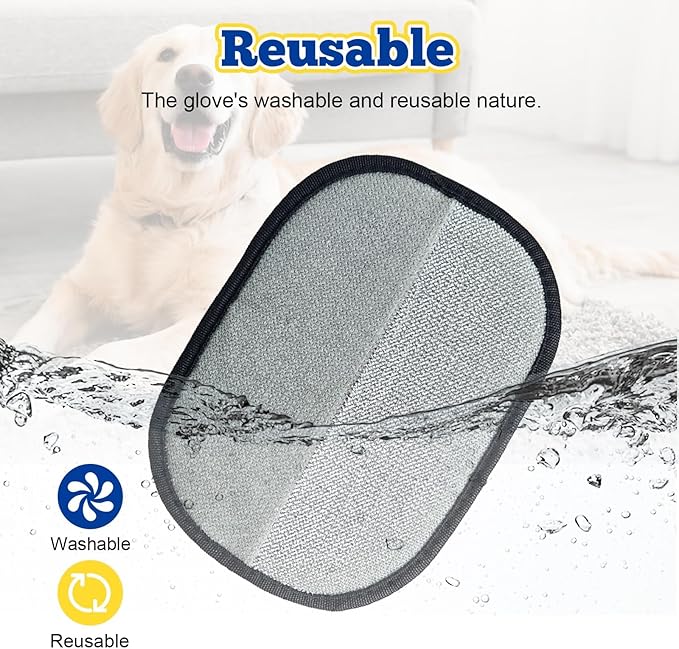 Electrostatic Pet Hair Remover - Pet Hair Removal Glove for Cats & Dogs | Double Sided Grooming & Animal Fur Removal Hand Tool for Grooming, Laundry, Furniture, Clothes, Sofas & Carpets.