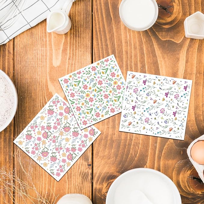 Floral Swedish Dish Cloths for Kitchen, 6 Pack Reusable Wildflowers Swedish Kitchen Dishcloths, Absorbent Sponge Cleaning Dish Cloths for Party Home Cleaning Quick Drying Washable Hand Towel