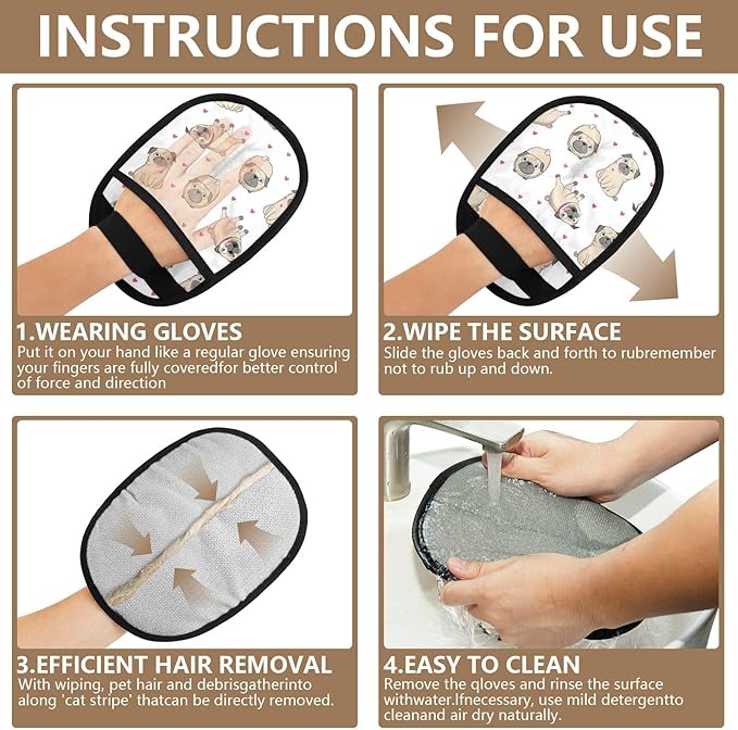 CHPGPUG Pet Hair Removal Glove for Cats & Dogs Reusable Pet Hair Removal Glove pet Hair Electrostatic Gloves (Color 26)