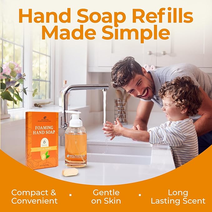 Foaming Hand Soap Tablets Refill – Citrus Scent, 6-Pack Concentrated Tablets for Foaming Soap