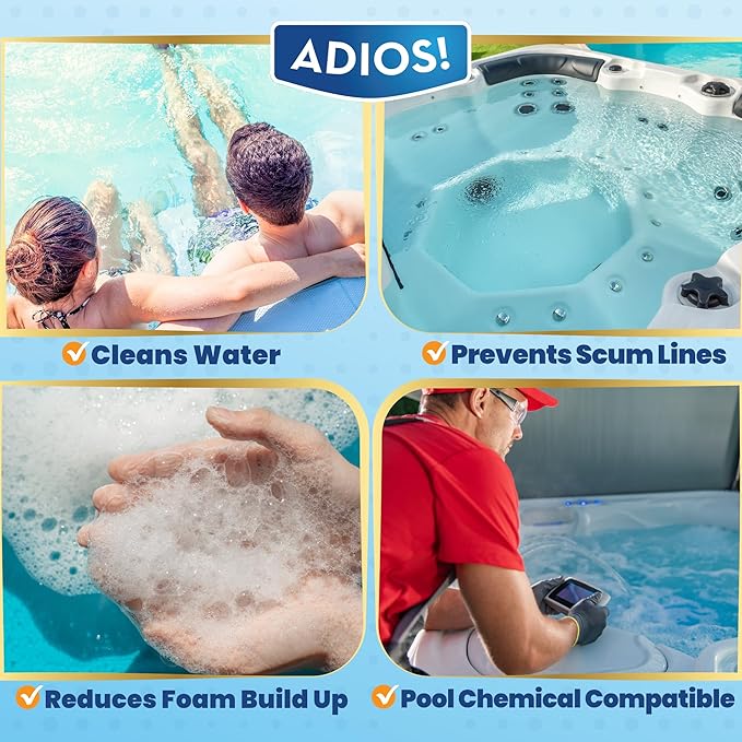 3-in-1 Spa Cleaner - Clarifies Water, Stops Scum and Removes Foam, Works with Chlorine and Bromine 16oz