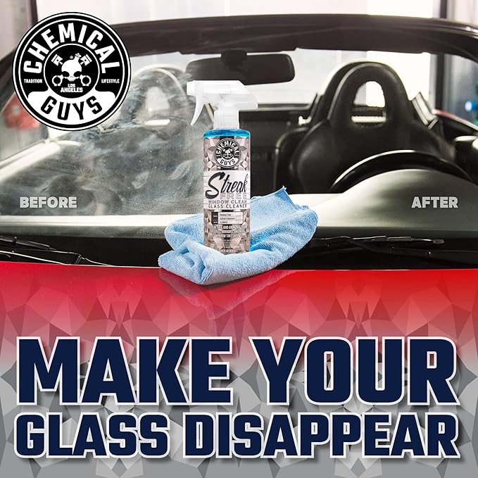Chemical Guys CLD30016 Streak Free Glass & Window Cleaner (Works on Glass, Windows, Mirrors, Navigation Screens & More; Car, Truck, SUV and Home Use), Ammonia Free & Safe on Tinted Windows, 16 fl oz