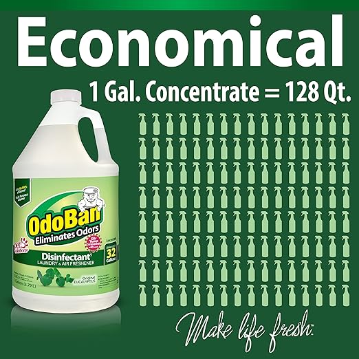 OdoBan Disinfectant Concentrate and Odor Eliminator, Made in the USA, Original Eucalyptus Scent, 8 Gallons