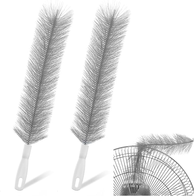 Yuanchu 2 Pcs Fan Cleaner Brushes, Bendable Fan Cleaning Brush Cobweb Duster Set Microfiber Head Washable Brush for Ceiling Fan Air Vents Curtains Cars Box Fan(Grey)