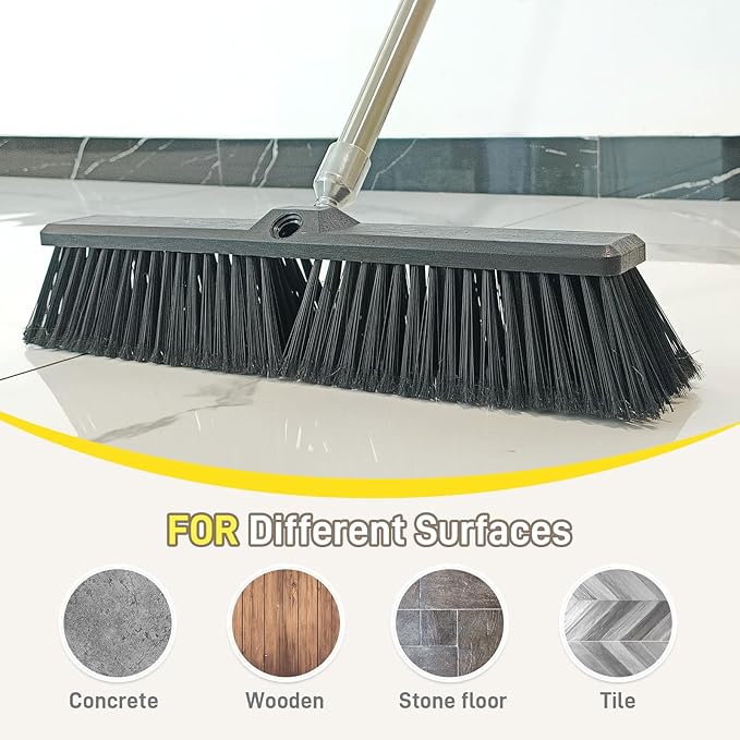 FRAXIR Push Broom Head Outdoor Large Stiff Bristle - Excellent Cleaning Performance- Easy Installation (18 inches)