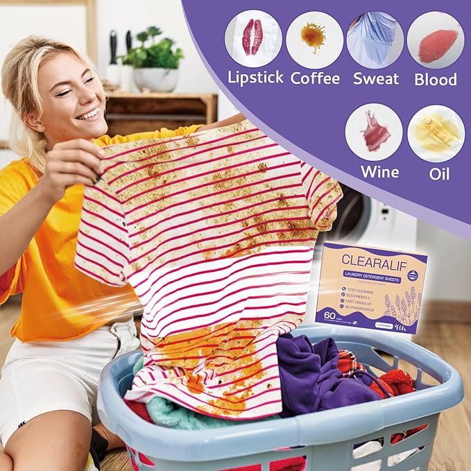 CROS 360 Loads Laundry Detergent Sheets Fresh Lavender Scent, for Travel, Home, Apartment,Dorm, Laundry Detergent Strips Eco Friendly, Hypoallergenic, Liquidless Washing Supplies