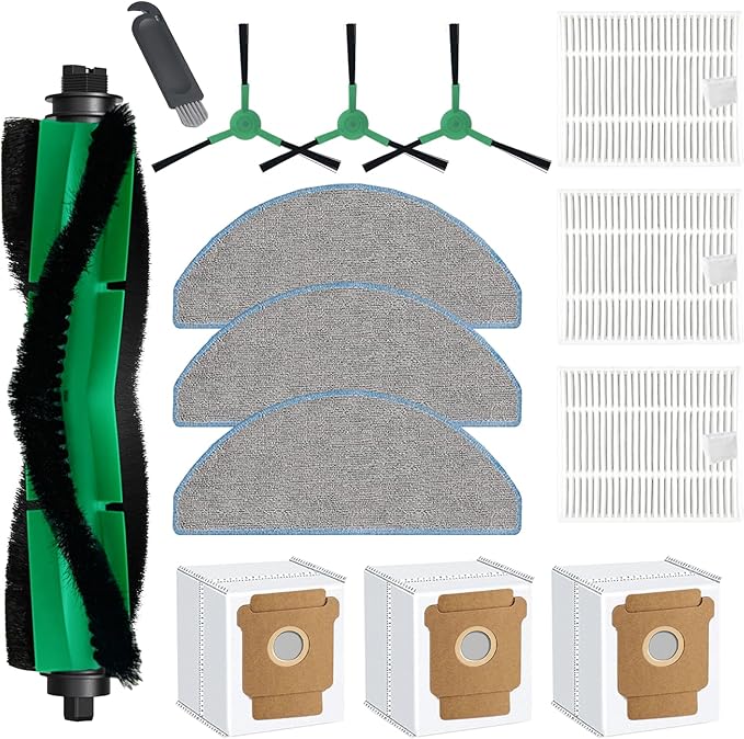 14 Pcs Replacement Parts Accessories for iRobot Roomba 104, 105 Vac/Combo, Y0140, Q0520, Q0120, Y0110, Q011 Robot Vacuum, 1 Roller Brush, 3 Hepa Filters, 3 Mop Pads, 3 Dust Bags, 3 Side Brush