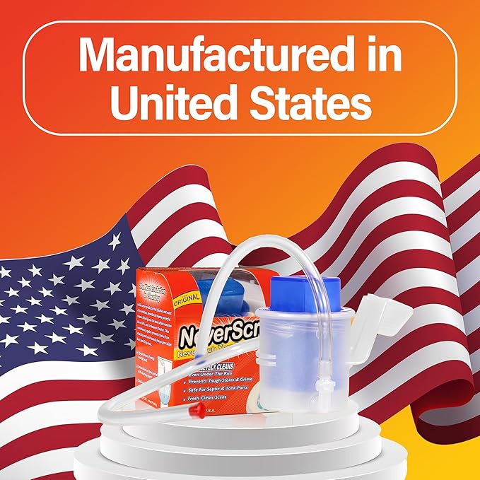 NeverScrub! Self Cleaning Toilet System - Automatic Toilet Bowl Cleaner with Starter Cartridge, Lasts Up 3 Months Continuous Cleaning - Refillable Toilet Bowl Cleaner for Stains, Rings, and Odor