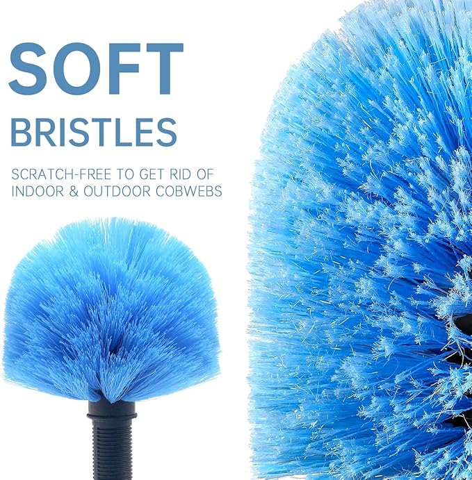 MAYKI Twist-On Cobweb Duster Head Brush 1Pcs, Fits Standard 3/4 inch Threaded Poles, Attachment Spider Web Duster Brush for Outdoor & Indoor Cleaning