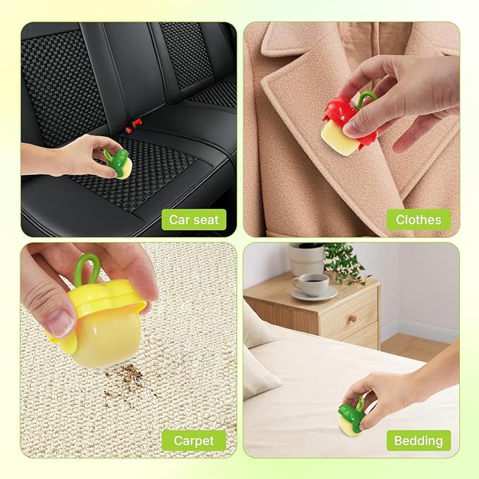 Metchangelife 2 Pcs Protable Mini Lint Rollers, Reusable Washable Lint Rollers for Clothes Car Seats with Protective Cap, Travel Portable Lint Roller - Fits in Wallet, Pet Hair Remover(Green)