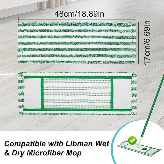 Mop Pads Refills Compatible with Libman Wet & Dry Microfiber Mop,6 Pack Microfiber Mop Refills for Multi Surface Hardwood Floors,Reusable Washable Microfiber Dust Mop Pads for Wet/Dry Floor Cleaning