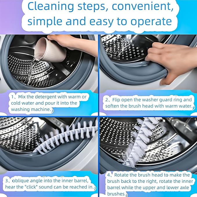 Washing Machine Cleaning Brush, Washing Machine Brush Washing Machine Cleaner Front Load Washer Cleaner Brush Load Washer Cleaner Drum Washing Machine Brush Washing Machine Cleaning Tools 3pcs
