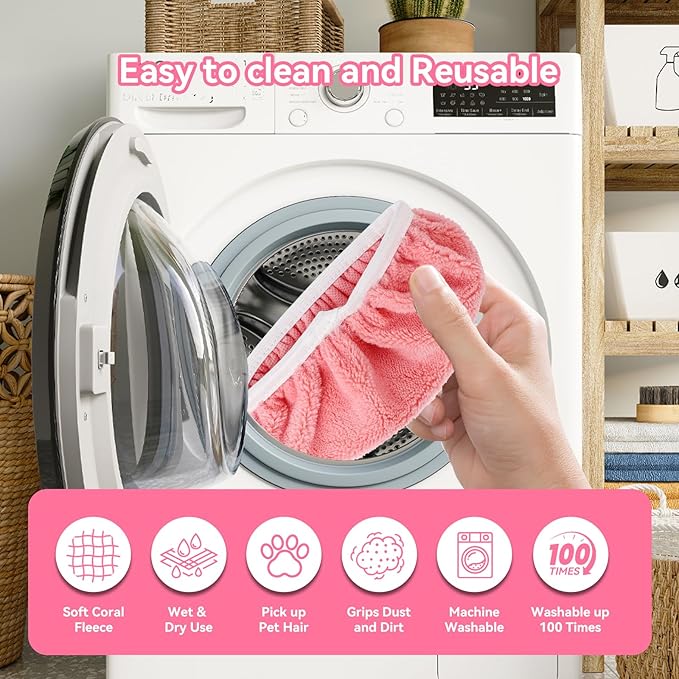 4Pcs Reusable Microfiber Mop Pads Compatible with Swiffer Sweeper，Replacement Wet Mopping pad Refills & Washable Dry Sweeping Cloths for Surface/Hardwood Floor Cleaning（Pink）