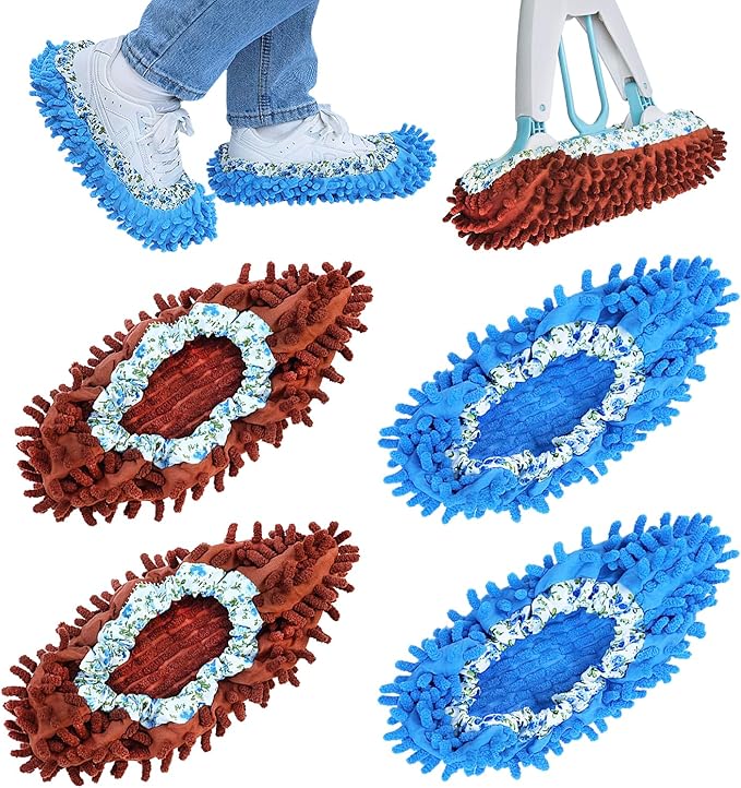 Mop Slippers Shoes Cover Duster - Microfiber Mopping Slippers for Floor Cleaning,Floor Cleaning Tools, Washable Reusable Mop Shoes Microfiber Foot Socks (2 Pairs)