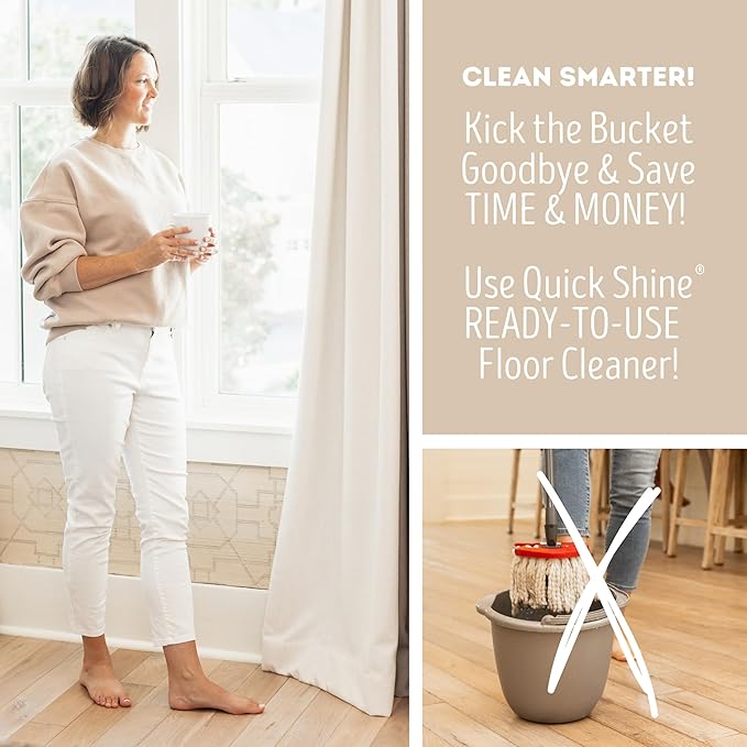 Quick Shine Multi Surface Floor Cleaner 27oz, 6Pk | Ready to Use-Streak Free- No Rinse | Use on Hardwood, Laminate, Luxury Vinyl Plank & Stone | Use in Spray Mops & Vac Mops | Safer Choice Cleaner