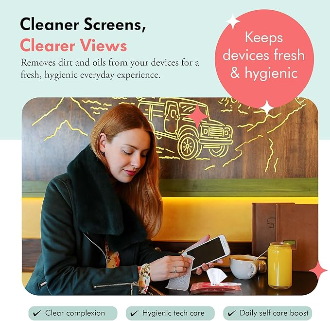 Well-Kept Tech & Lens Wipes - Eyeglass, Screen & Phone Cleaning, Multi-Surface, Lint-Free, Pre Moistened, Streak-Free & Non Scratching - Texas Hold Em, 6 Pack (90 Count)