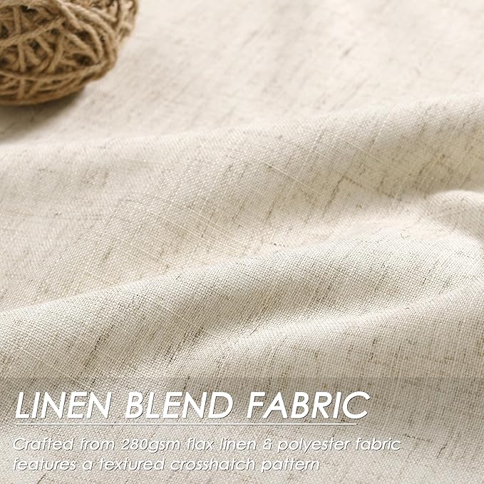 Beige Blackout Linen Curtains 100 Inches Long 2 Panels for Bedroom Back Tab Pinch Pleated Thermal Insulated Black Out Curtains Boho Farmhouse Drop Cloth Room Darkening Curtain Taupe Tan