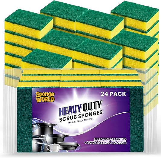 Dish Sponge, Kitchen Sponge, 24 Pack, Scrub Sponges, 7x10 cm, Pads for Dishes, 24 Pack Sponges for Dishes for Use Everyday for Tough Messes dualsided