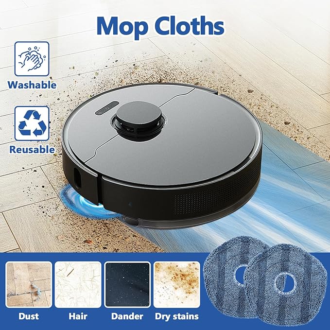 Resflyar 24 Pack X10 Pro Omni Replacement Parts for Eufy X10 Pro Omni Robotic Vacuum Cleaner Accessories Kit, 2 Roller Brushes, 4 HEPA Filters, 8 Mop Cloths, 8 Side Brushes, 2 Cleaning Brushes