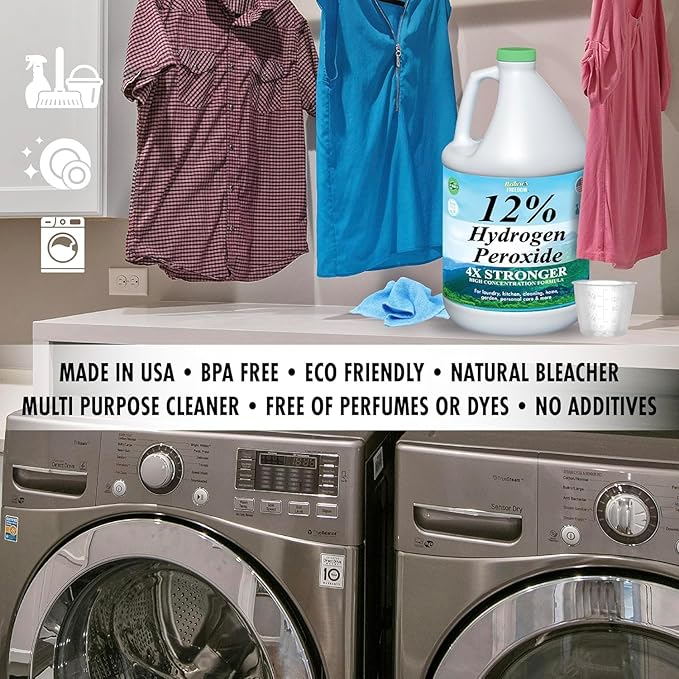 Nature's Freedom 12% Hydrogen Peroxide, 1 Gallon with “How to Do Everything with 12% Hydrogen Peroxide” Cleaning Book – Pure H2O2 for Home & Surface Cleaning