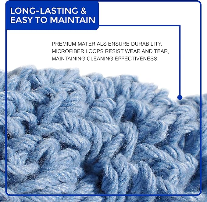 Nine Forty 2-Pack Industrial and Commercial-Grade Looped End Wet Mop Head Refill - Heavy Duty 20 Inch 4-Ply Premium Synthetic Yarn - for Optimal Absorption and Durability - Green (2 Pack, Large)