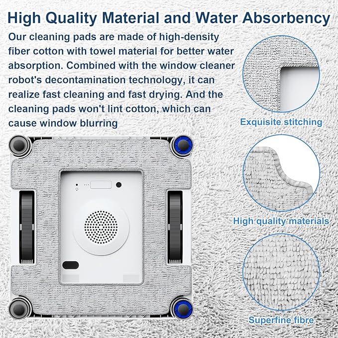 Fixbetter 6 PCS Mop Pads Replacement for ECOVACS WINBOT W2S Window Cleaning Robot, Window Cleaning Robot Cleaning Cloth for Ecovacs Washable Microfiber Wipes