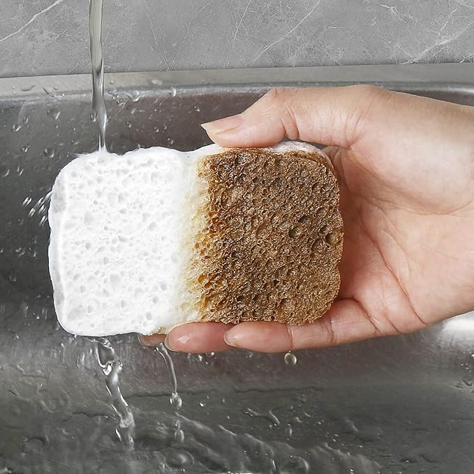 12pcs Quality Heavy-Duty Household Cleaning Sponges Scratch-Free, Multi-Purpose Dish Scrub Sponges Reusable for Home Kitchen Cookware Bathroom, Safe Healthy Scrubbing Sponges Durable