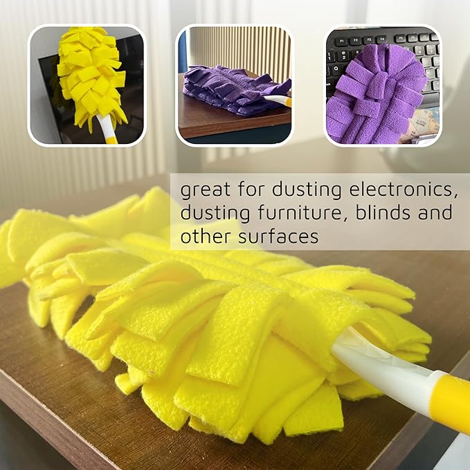 Flammi 360° Fleece Duster Refills for Swiffer, Reusable Dusting Refills Heavy Duty Cloths for Cleaning Compatible with Swiffer Hand Duster (3 Pack-Mixed Color)