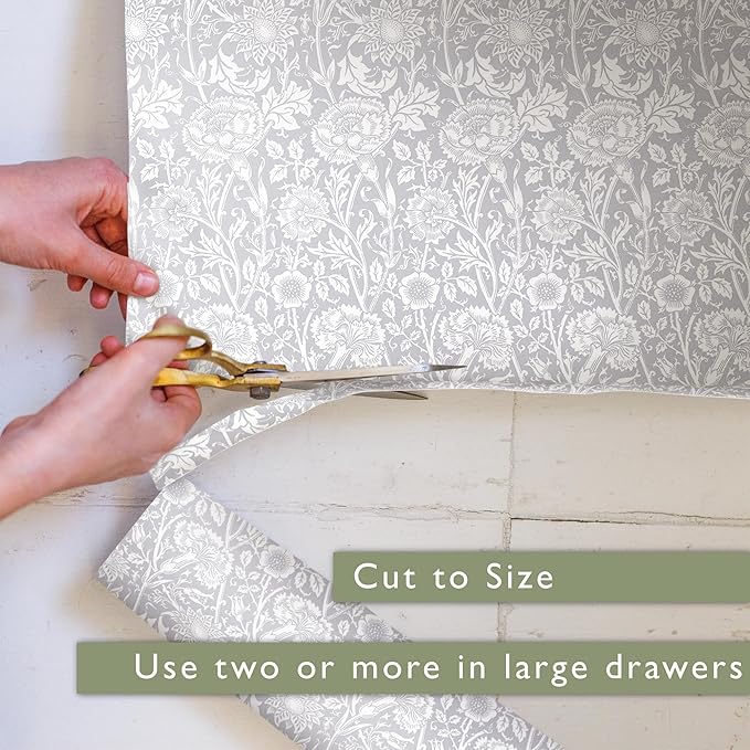 The Master Herbalist LILY OF THE VALLEY Scented Drawer Liners in a GREY William Morris Design | Pack of 5 Sheets (FOLDED) | Contains Essential Oils | Made in Britain