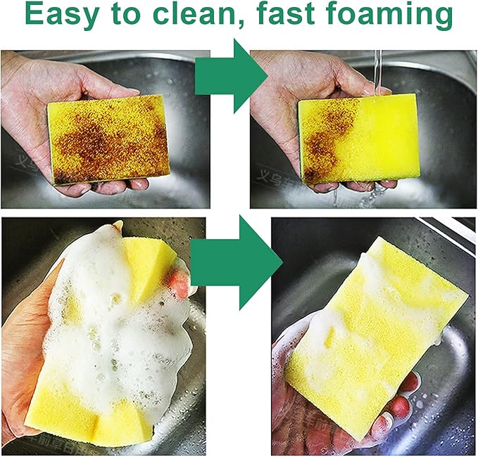 Sponge Individually Wrapped 24 Pack Kitchen Dishwashing Sponge, Non Scratch Scouring Pad, Odor-Free Sponge Wipes for Travel Apartments
