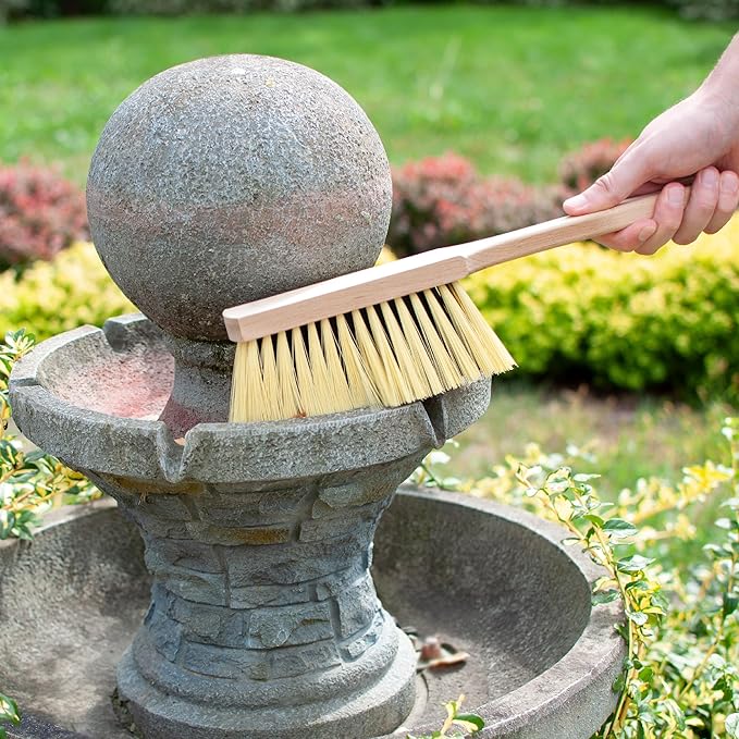 Cleaning Brush, 14.2'' Hand Broom with Medium-Soft Bristles, Wooden Handle, Multi-Purpose Dusting Brush for Home and Professional Use