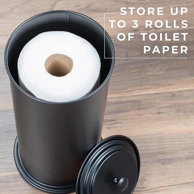 JS Jackson Supplies Free Standing Extra Large Toilet Paper Holder - Matte Black
