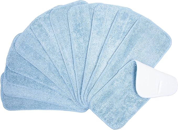 Arkwright Spray Mop Replacement Pads - (Pack of 12) Bulk Microfiber Flat Dry and Wet Refill Mop Pads Floor Cleaning, Compatible with Bona and Rubbermaid, Fits All Mop Heads, 13 in, Blue