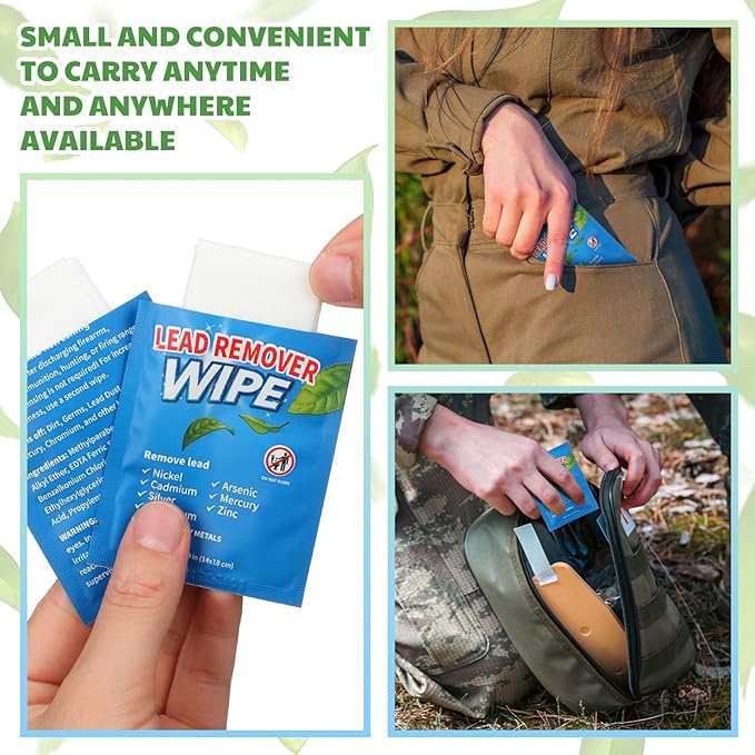 100 Pack Lead Remover Wipes for Shooting Hand & Surface Cleaning Wipes Effectively Removes Lead, Dust, Oil & Grime Individually Wrapped Wipe for Shooting Ranges, Hunting, Industrial Use